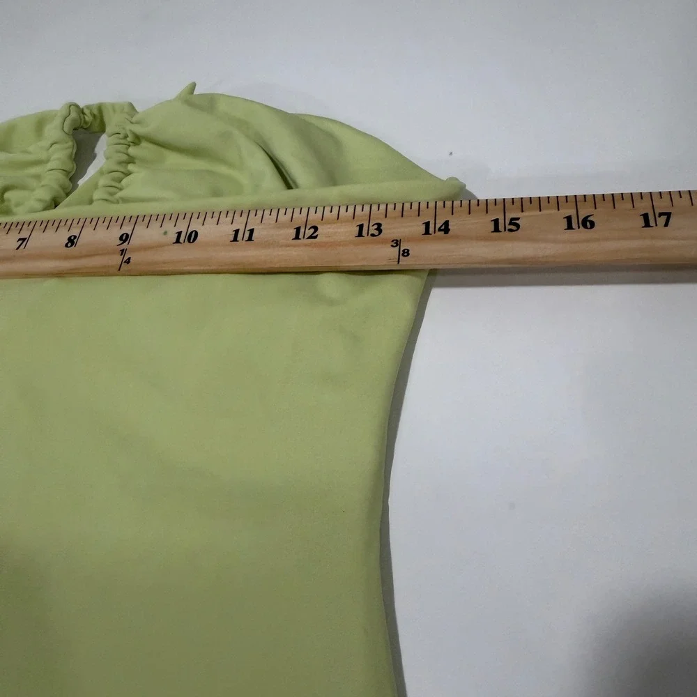 Vivid Swim Lime Green Tie Front Strapless One Piece Swimsuit Size L